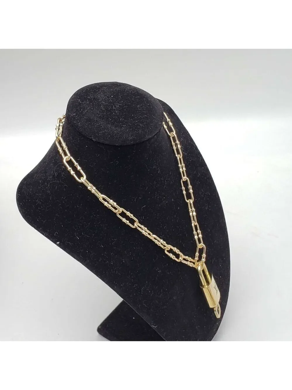 Authentic Louis Vuitton Lock and Key Gold Color with Gold Plated Chain Necklace